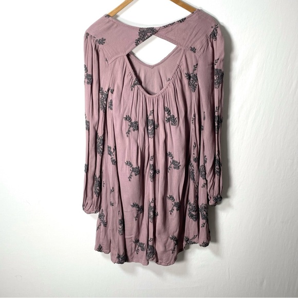 Free People Embroidered Austin Floral Dress Tunic Oversized Boho S - Picture 4 of 10